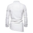 thumbnail image 4 of CEHVOM Chemise Décontractée à Col Montant pour Hommes Ourlet Incliné Manches Longues, 4 of 5