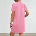 thumbnail image 4 of Timegard Robes de Maison pour Femmes Col Ras du Cou Manches Courtes Coupe Ajustée Couleur Unie Décontractée Confortable Robe Poches, 4 of 7