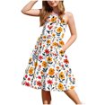thumbnail image 2 of LOVZFMLL Fashion Girls' Summer Short Sleeve Ruffled Pockets Round-Neck Printed Dress Dress Sweet Tank Top, 2 of 6