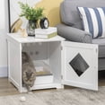 thumbnail image 2 of PawHut Cat Litter Enclosure End Table with Magnetic Door, White, 2 of 10