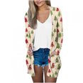 thumbnail image 2 of Cardigans pour Femmes Mode Imprimé de Noël Cardigan Ample à Manches Longues Manteau d'Automne Blouse en Liquidation, 2 of 6