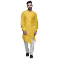 thumbnail image 1 of Atasi Solid Designer Long Kurta Shirt Asymmetric Cut Full Sleeve Kurta For Men-X-Large, 1 of 6