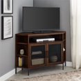 thumbnail image 2 of Maverick 48" Industrial Mesh Door Corner TV Stand in Dark Walnut, 2 of 4