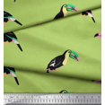 thumbnail image 3 of Soimoi Green Silk Fabric Toucan Bird Decor Fabric Printed Yard 44 Inch Wide, 3 of 3
