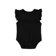 thumbnail image 1 of Newborn Baby Girl Basic Romper Solid Color Ruffle Sleeveless Bodysuit Onesie Clothes Black 12-18 Months, 1 of 7