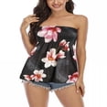 thumbnail image 1 of Women Off Shoulder Tube Tops Solid Floral Leopard Print Sleeveless Open Back Elastic Loose Tank Tops Camisoles Red L, 1 of 4