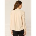 thumbnail image 4 of INSPIRE CHIC Women's Ruffled Trim Button Down Stand Collar Long Sleeve Blouse Top, 4 of 4