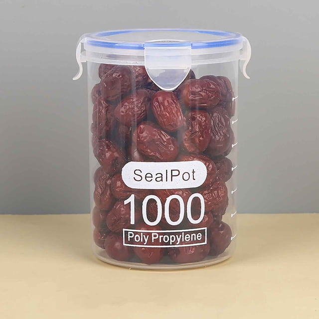 Meitianfacai s 1000ml Transparent Plastic Food Storage Containers with Lid, Kitchen Airtight Food Storage Jars, BPA Free, Seal Four Snap Designs