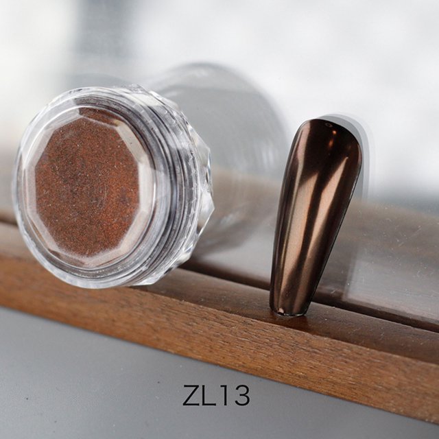 mtvxesu Nail Powder Maillard Style Coffee Brown Mirror Glitter Effect Chromes Pigment Powder Manicure Tips With Sponge Applicators Sale