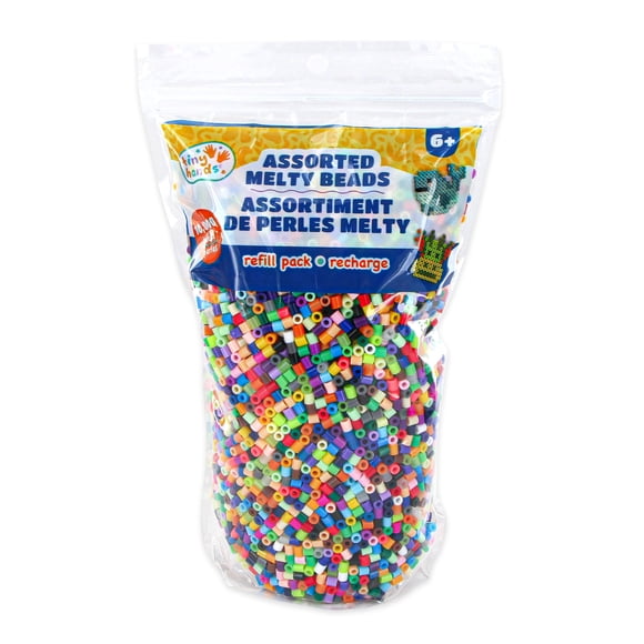 TINY HANDS Assorted Melty Beads Refill Pack, 10, 000 Beads Craft Refill for Kids Ages 6+, DIY Fuse Beads for Pegboards and Bead Art Projects