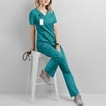 thumbnail image 1 of LYMAYTER Women Uniforms Stretchy Uniforms Regular and Petite Set Medical Scrubs Set for S-2XL, 1 of 6