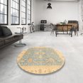 thumbnail image 3 of Ahgly Company Tapis d'Intérieur Ronds Abstraits Brun Or de Style Oriental, 6 Pieds Rond, 3 of 6