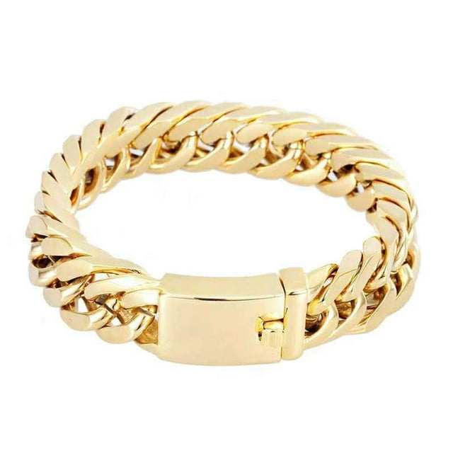 Fashion Chain Bracelet Punk Men Circle Bangles Streetwear Jewelry (Gold)