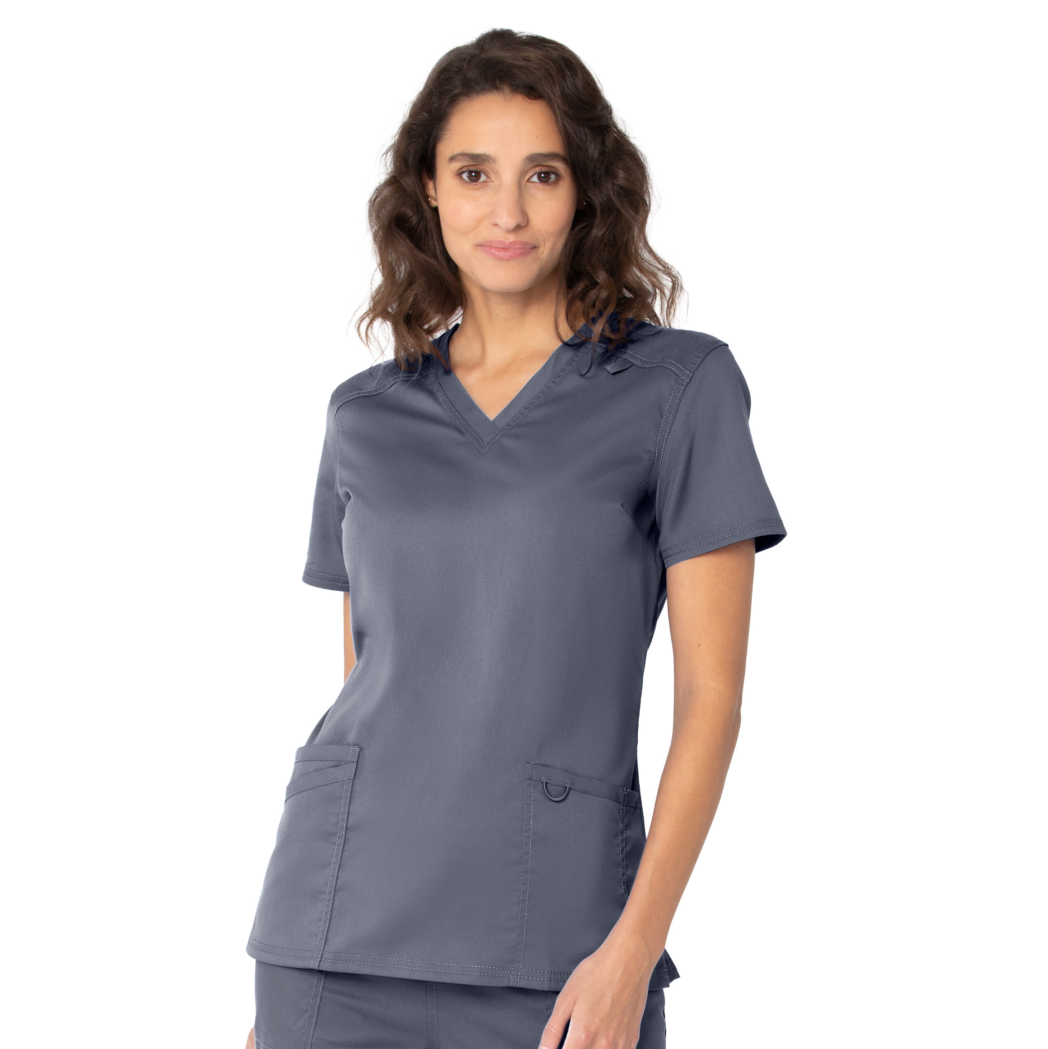 Landau ProFlex Haut de Sarrau pour Femmes : 3 Poches, Coupe Moderne Ajustée, Col en V Extensible 4169