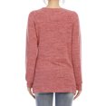 thumbnail image 5 of Women Side Split Hem Crew Neck Long Sleeve Plain Shirt, 5 of 5