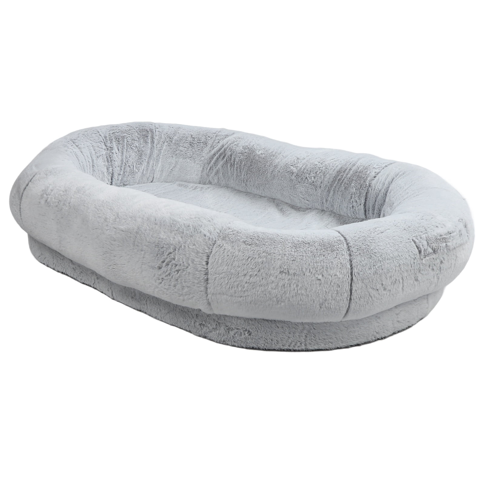 Human Dog Bed,  Dog Bed for Adult Pets, Large Animal and Human Bed, Faux Fur Dog Bed with Removable Washable Cover, Gradient Gray