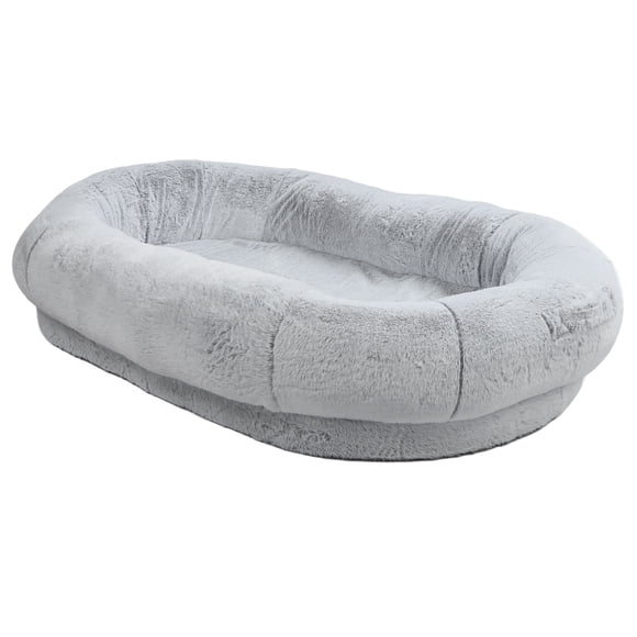 Human Dog Bed, Giant Dog Bed for Adult Pets, Large Animal and Human Bed, Faux Fur Dog Bed with Removable Washable Cover, Gradient Gray