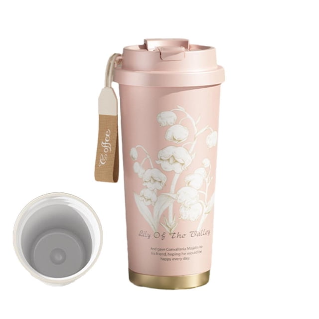 Ceramic Lining Coffee Mug Vacuum Insulated Coffee Cup 500ml. Eco-friendly N4W0