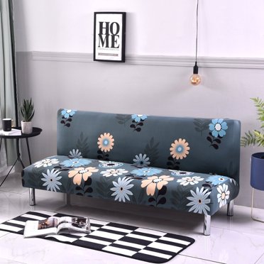 2024 Futon Slipcover Armless Sofa Covers Stretch Sofa Bed Slipcover Protector Elastic (Light Gray Animal)