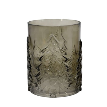Support de bougie de Noël en verre brun 6,25 pouces, intérieur, avec texture d'arbre