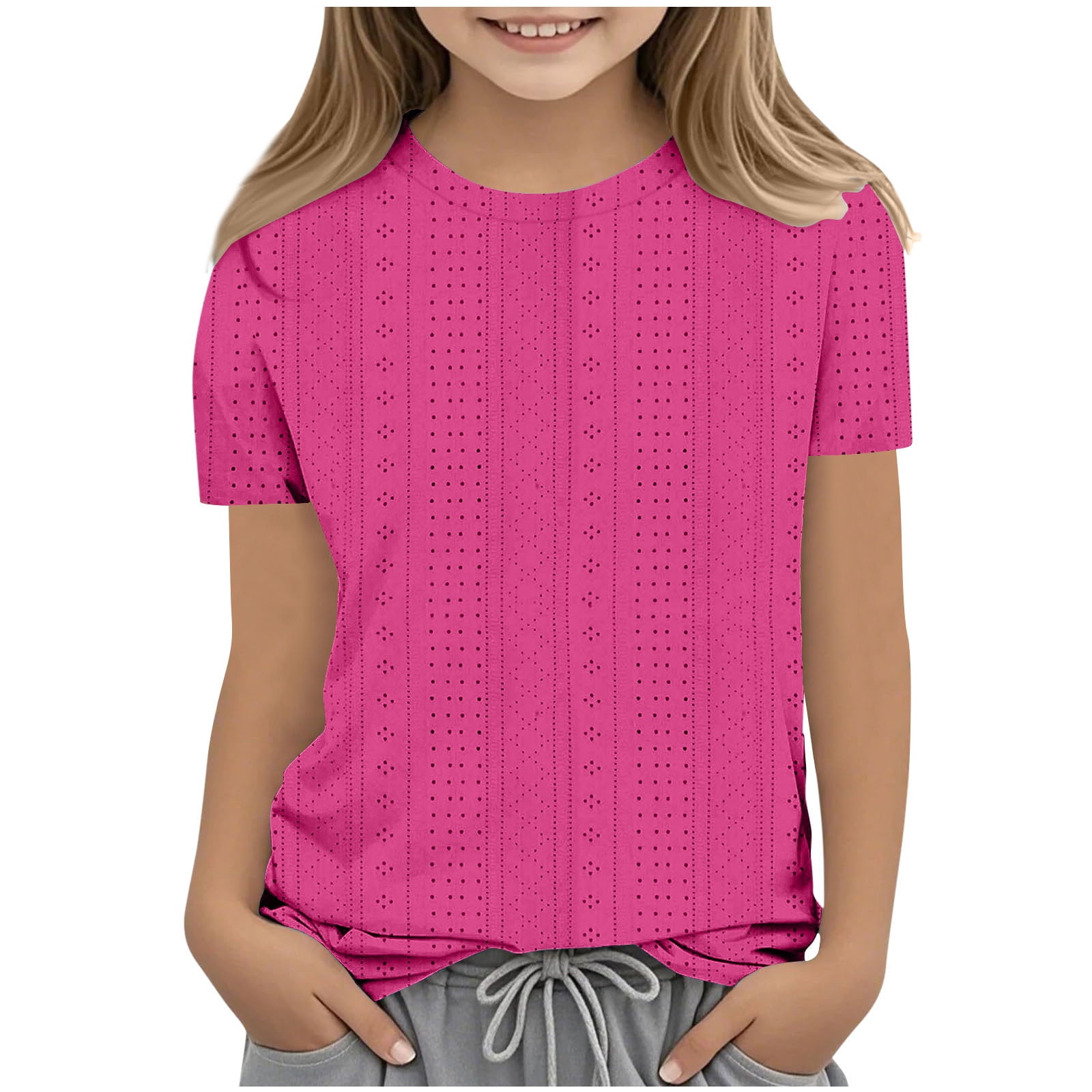Bwiyojiz Tailles Mode 110-160 T-Shirt/chemise pour Enfants Uni Manches 3/4 Col Rond