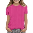 thumbnail image 1 of Plebaso Chemises à Illets pour Filles, Manches Courtes, Col Rond, Blouse Ajourée, Hauts d'Été Décontractés pour Enfants 3-12 Ans, 1 of 4