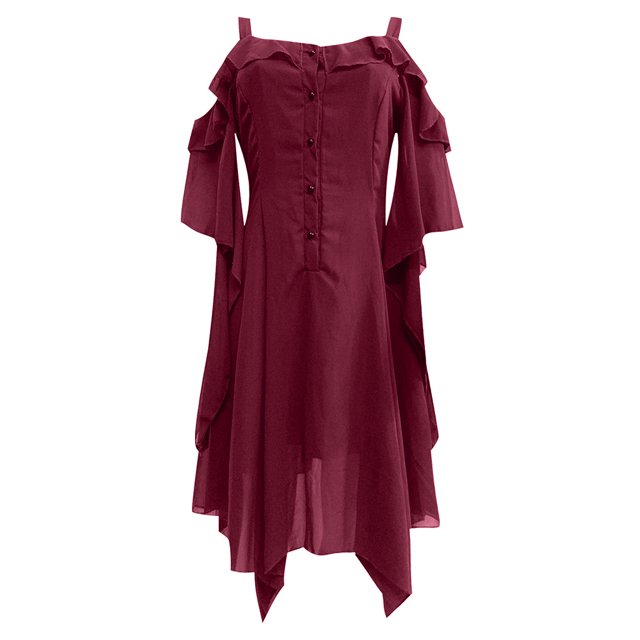 Off Shoulder Dress Summer Womens Fashion Dark In Love Ruffle Sleeves Off Shoulder Gothic Midi Dress