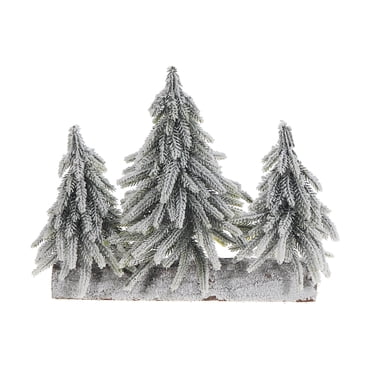 Pin Triple Sur Socle En Bois (Couvert De Neige)