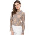 thumbnail image 1 of INSPIRE CHIC Women's Crochet Lace See Through Floral Ruffle Neck Blouse, 1 of 6