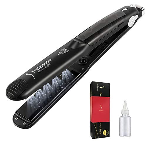 Steam Straightener for Hair, Professional Steam Flat Iron Salon Ceramic Tourmaline Vapor Steam Ionic Straightening Iron 2 in 1 Hair Straightener and Curler