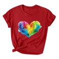 thumbnail image 1 of RKSTN Hauts pour Femmes LGBT Décontractés Coupe Ample Hauts Inspirants Égalité Été Mignon Cœur d'Amour Imprimé Manches Courtes Col Rond Pride Shirt, 1 of 3