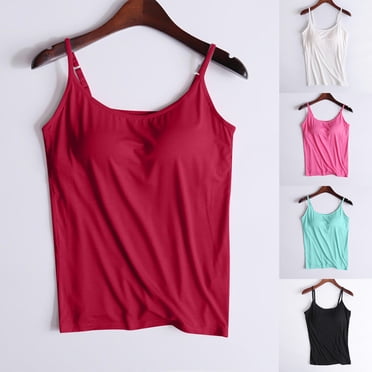 EGNMCR Tank Tops for Women Ladies Camisole With Chest Pad No Steel Rings Cup Body Bottom Underwear Yoga Sports Sun-top Top