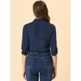 thumbnail image 3 of INSPIRE CHIC Women's Open Front 3/4 Ruched Sleeve Shawl Lapel Lightweight Cardigan Navy Blue XS, 3 of 4