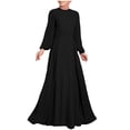 thumbnail image 1 of Women High Neck Abaya Muslim Dress Solid Color Prayer Clothes Long Sleeve Islamic Robe Full Length Dresses, 1 of 6