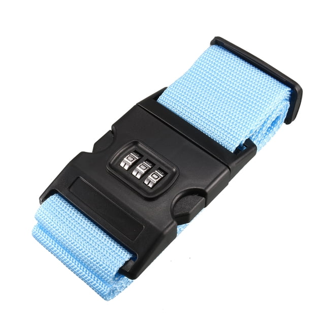 Unique Bargains Luggage Strap Suitcase Belt with Buckle, Combination Lock, 2Mx5cm Adjustable PP Travel Packing Accessory Sky Blue