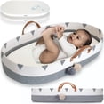 thumbnail image 1 of Vesta Baby Cotton Rope Portable Moses Baby Changing Basket Set - Unisex - Boho Gray & White, 1 of 3