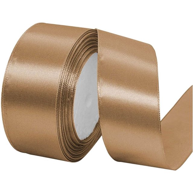 ORUYROP 1-1/2 Inch Wide Double Face Satin Ribbon-25 Yards,Gift Bag Decoration Wedding Chair Back Handmade Bow (Light Brown)