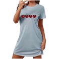thumbnail image 1 of Pyjama en Coton Chemise de Nuit pour Femme Manches Courtes Vêtement de Nuit Confortable Chemises de Nuit Imprimées Col Rond T-Shirt de Nuit Robe de Sommeil Douce Coupe Ample Robe de Pyjama Gris Foncé TG, 1 of 5