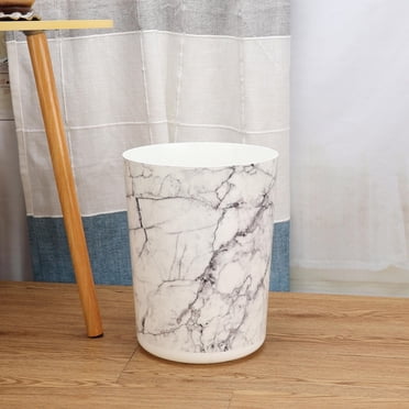 Mainstays 11.4 Litre Round Plastic Waste Can, White Marble 1 Piece
