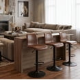 thumbnail image 4 of Bar Stools Set of 4, Height Adjustable Swivel Barstools, Bar Chairs with Backs & Metal Footrest for Home Kitchen, Barstools for Kitchen Dining Reception, PU Leather, Coffee, 4 of 6