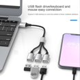 thumbnail image 3 of USB To USB 2.0 Triple USB Port HUB OTG Adapter Cable Hab Data Charging Convertor USB Extension Splitter, USB a To 4 USB,1 x USB HUB Splitter Adapter,Black & Silver, 3 of 9