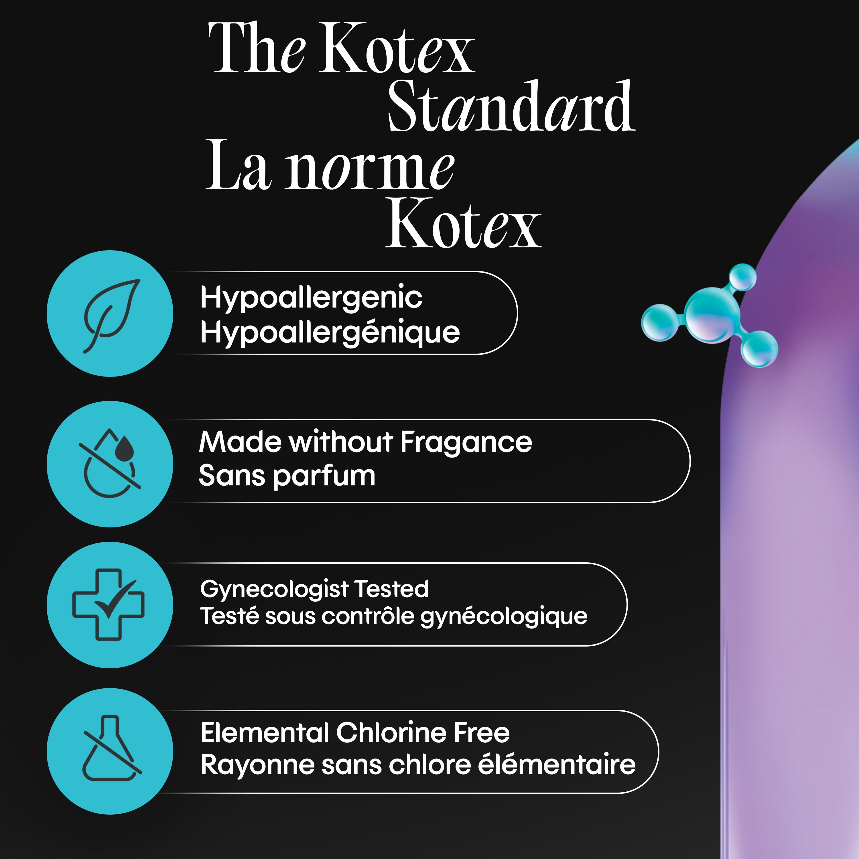 Serviettes ultraminces Kotex BioCare avec ailes, absorption élevée, 24 unités