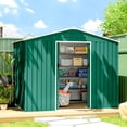 thumbnail image 2 of Outsunny Remise de Rangement Extérieure en Métal 8'x6' avec Portes Coulissantes Verte, 2 of 10