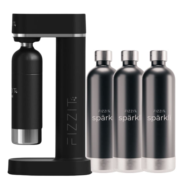 Fizzit SPARKLI Machine à Soda à Eau Gazeuse avec 3 Bouteilles en Acier Inoxydable Incluses