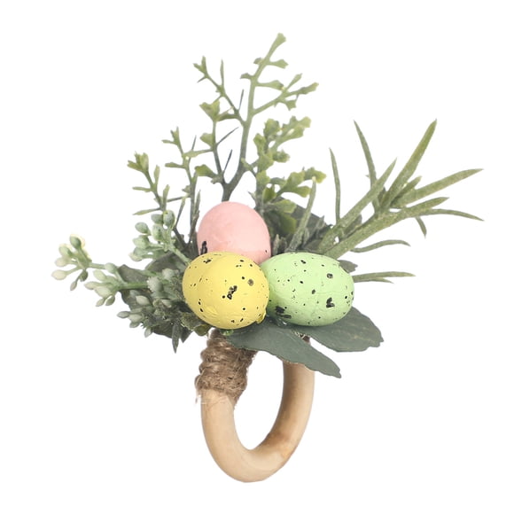 Binwennn Anneaux de Serviettes de Pâques Faits à la Main en Bois Anneaux de Serviettes Lapin de Pâques Lapin Printemps Floral Anneau de Serviette en Rotin Support pour Table Souper Mariages Fêtes Décoration Pinces pour le Visage pour Travail du Bois Scie