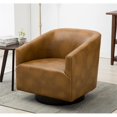 thumbnail image 2 of Comfort Pointe Gaven Camel Brown Wood Base Faux Leather Swivel Chair, 2 of 8