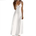 thumbnail image 3 of Robes d'Été pour Femmes Zeophrasy Robe d'Été Unie à Col en V avec Bretelles Réglables Cadeau de Fête des Mères pour Femmes Filles, 3 of 7