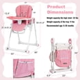 thumbnail image 3 of Babyjoy Chaise Haute pour Bébé Pliable Chaise d'Alimentation avec 4 Roues Verrouillables Rose, 3 of 8