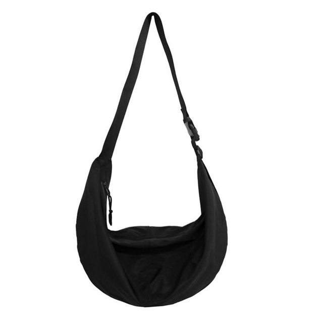 Men Backpack Crescent Shape Zipper Closure High Capacity Solid Color Adjustable Strap Daily Storage Unisex Travel Outdoor Men Messenger Bag Student Supply