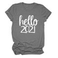 thumbnail image 1 of Hauts d'Été pour Femmes Grande Taille en Liquidation Hauts pour Femmes 2021 Col Rond Manches Courtes T-Shirt à Imprimé de Lettres Blouse Décontractée Basique T-Shirt à Col en V pour Femmes en Liquidation, 1 of 2